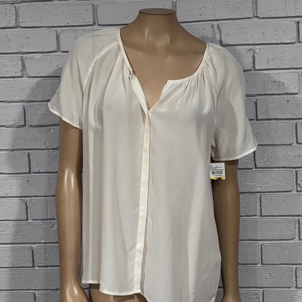 Joie Silk Blouse Porcelain Off White Short Sleeve Old Money NWT M